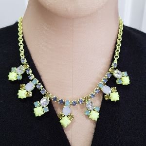 SOLD J CREW Crystal Neon Bright Florescent Yellow Rhinestone Statement Necklace